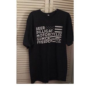 Motorcycle Freedom Dark Charcoal Gray Short Sleeve T Shirt XLarge